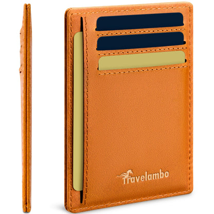 Slim Wallet, Leather, RFID Blocking Medium Size