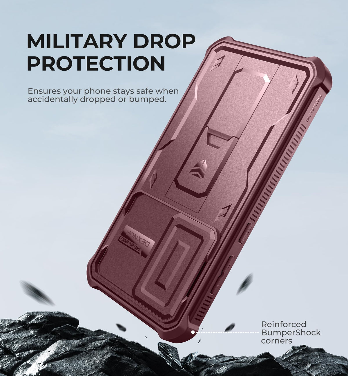 Dexnor for Samsung Galaxy S25 Ultra Case with Built-in Slide Camera Cover &amp; Screen Protector &amp; Kickstand, Heavy-Duty Shockproof Rugged Case Full-Body Bumper Protective Cover - Black