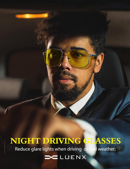 LUENX Aviator Polarized Sunglasses for Men: Square UV400 Driving