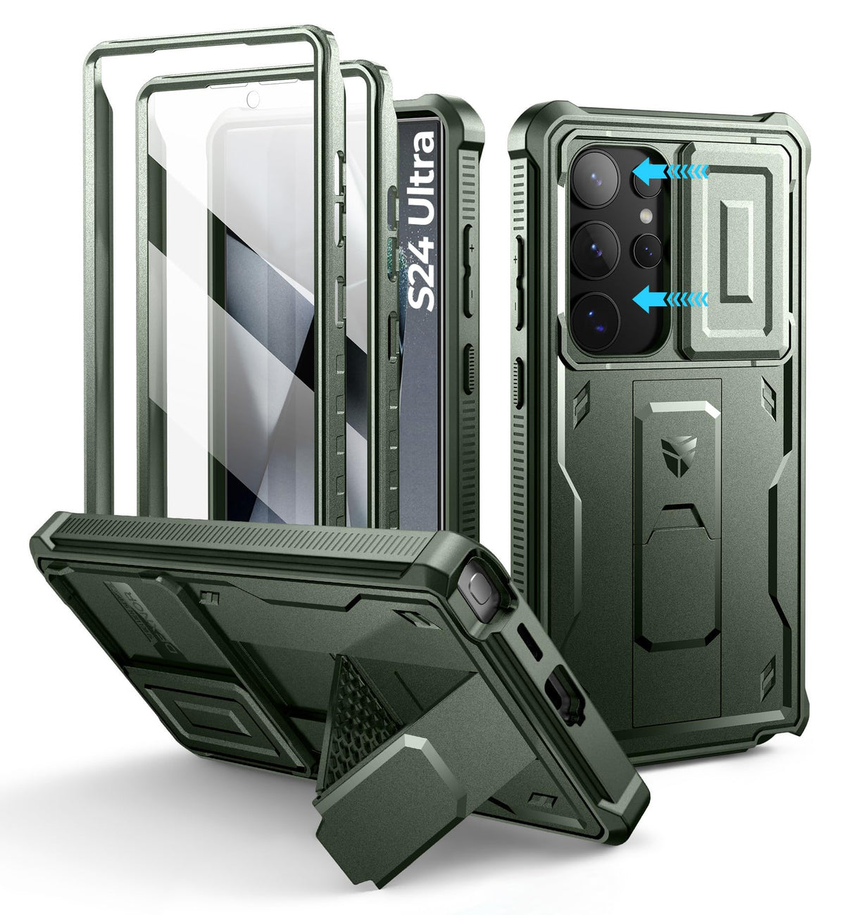 Dexnor for Samsung Galaxy S25 Ultra Case with Built-in Slide Camera Cover &amp; Screen Protector &amp; Kickstand, Heavy-Duty Shockproof Rugged Case Full-Body Bumper Protective Cover - Black