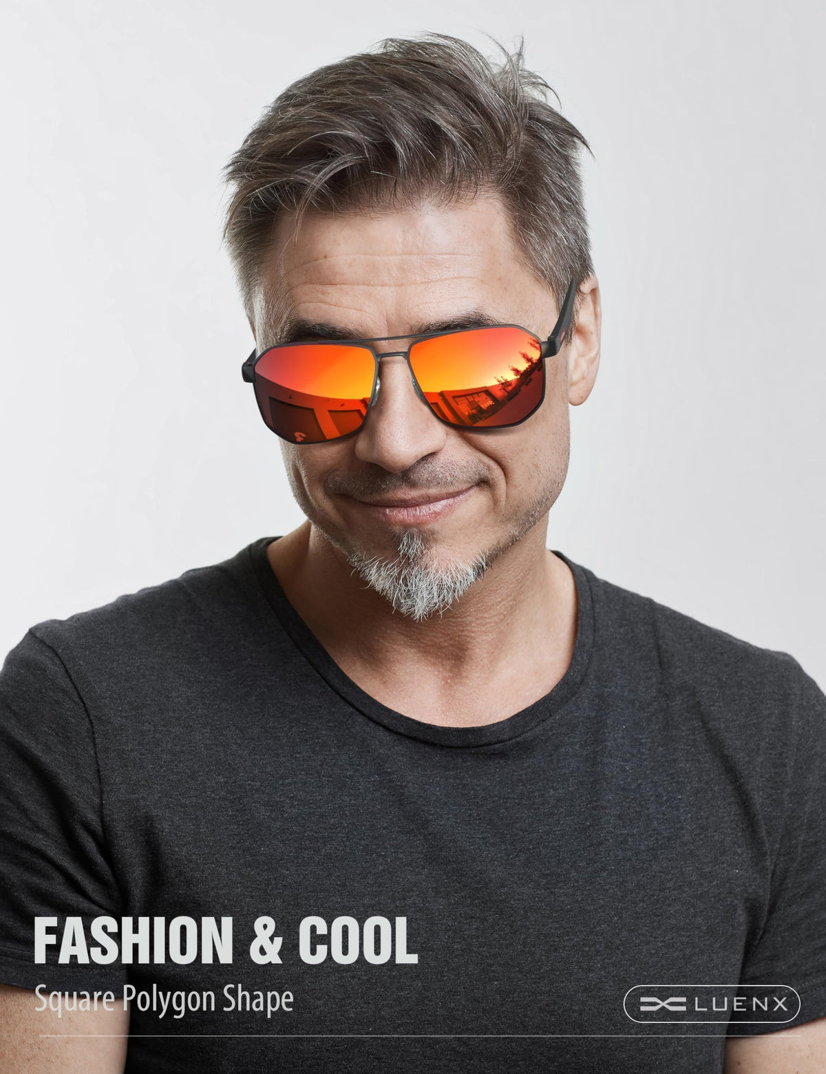 LUENX Aviator Polarized Sunglasses for Men: Square UV400 Driving