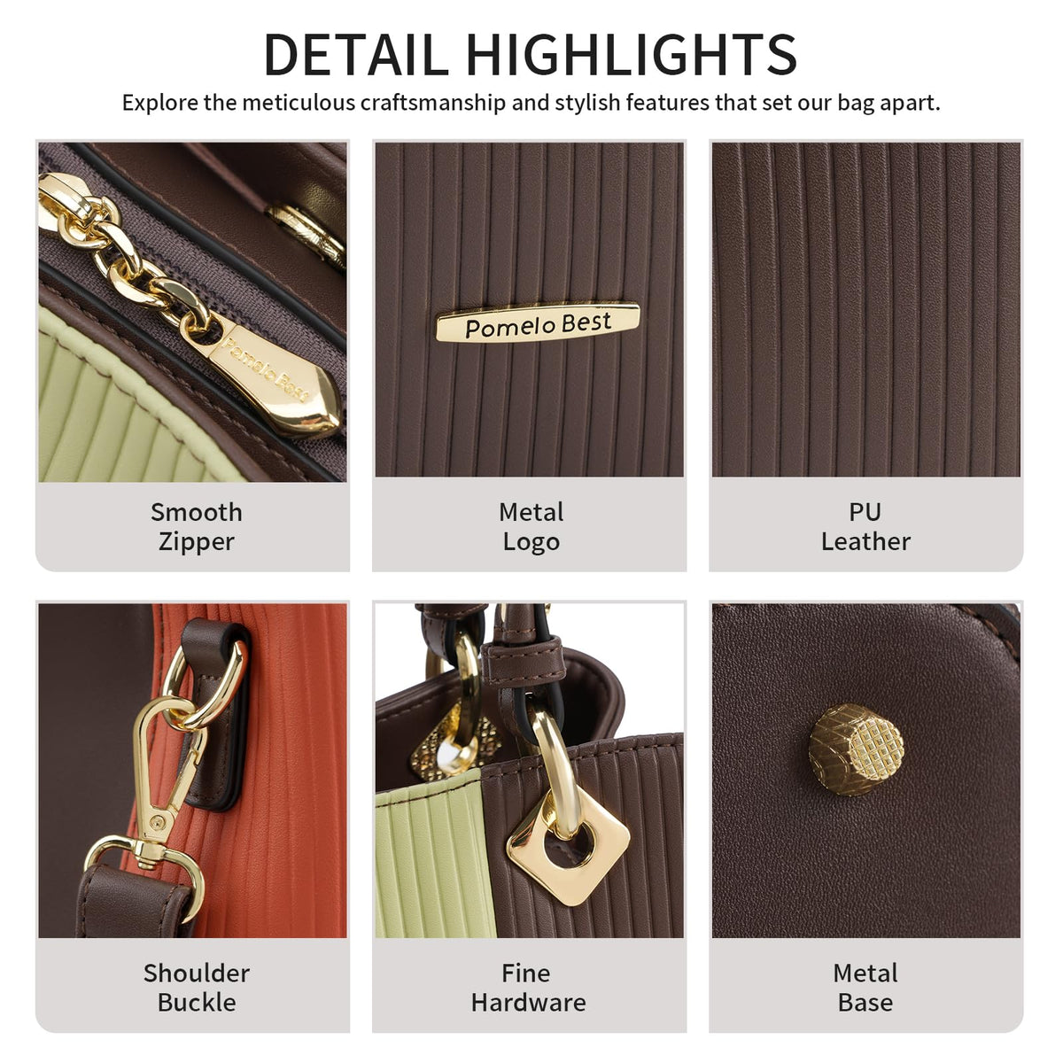Pomelo Best Handbags for Women with Multiple Internal Pockets in Pretty Color Combination
