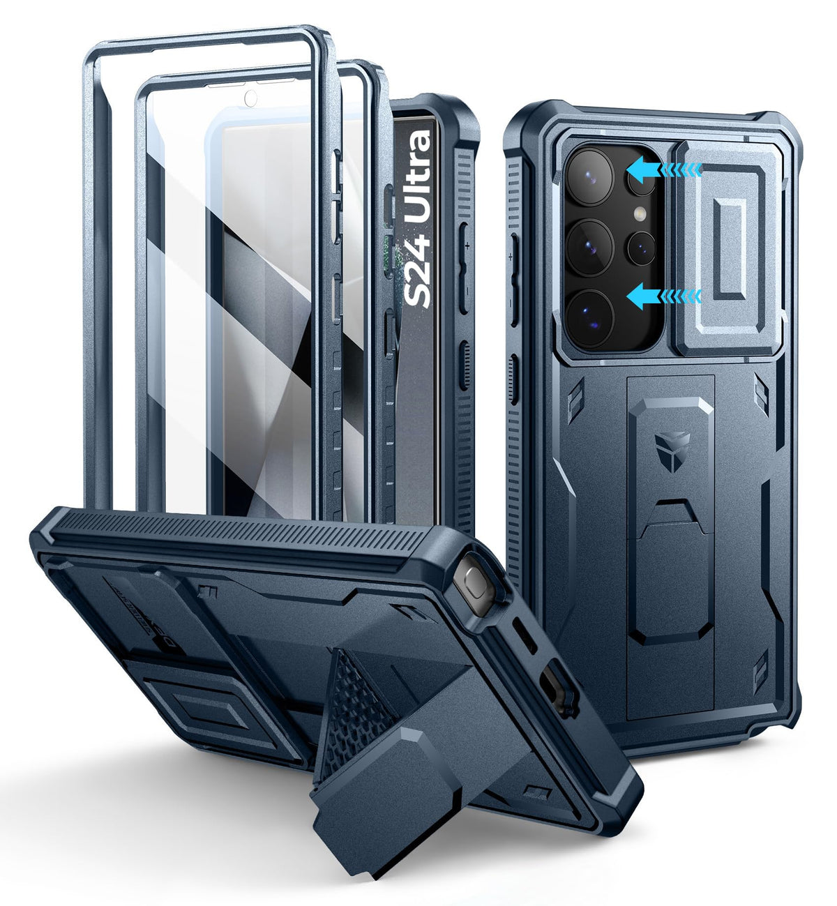 Dexnor for Samsung Galaxy S25 Ultra Case with Built-in Slide Camera Cover &amp; Screen Protector &amp; Kickstand, Heavy-Duty Shockproof Rugged Case Full-Body Bumper Protective Cover - Black