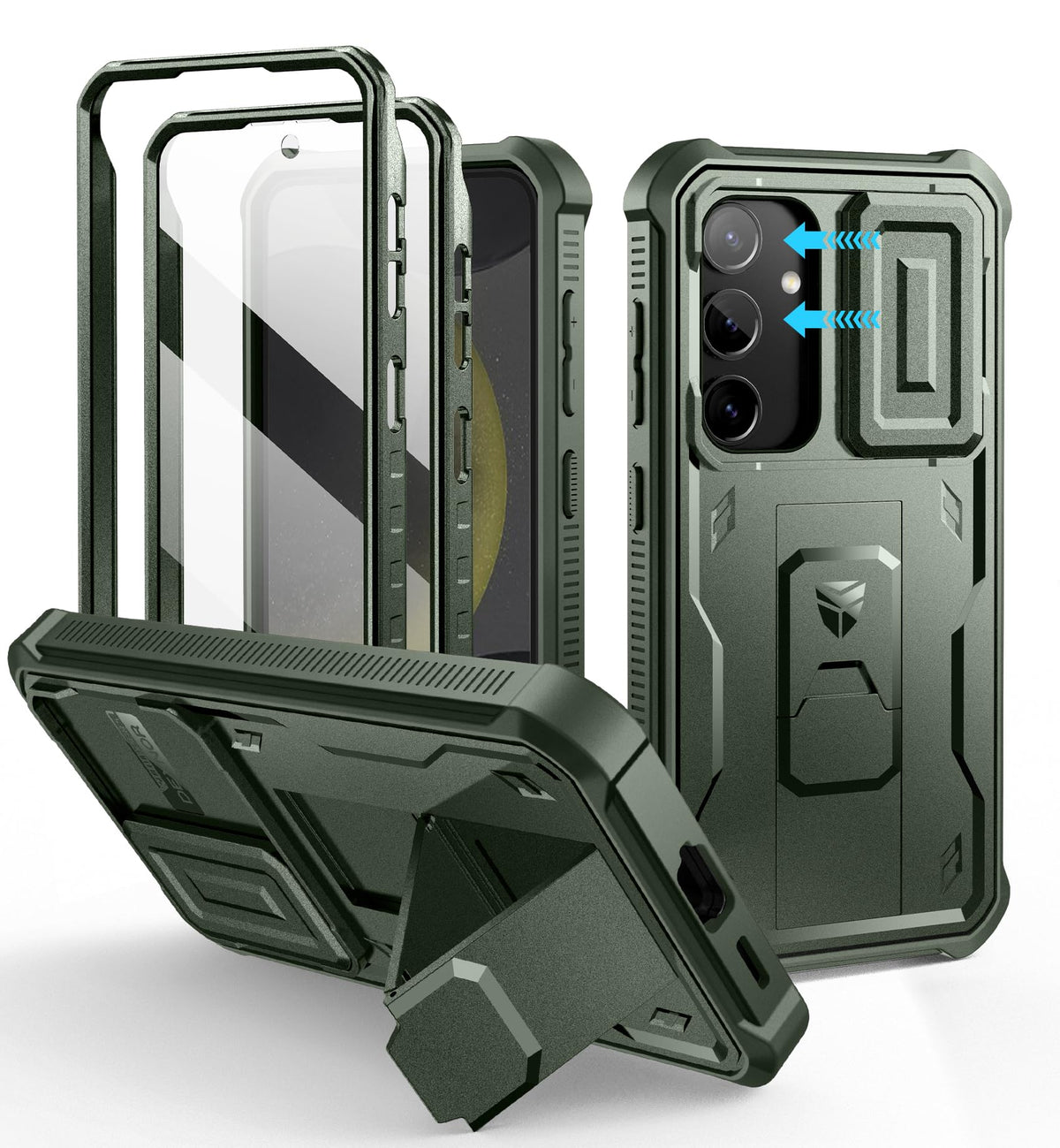 Dexnor for Samsung Galaxy S25 Ultra Case with Built-in Slide Camera Cover &amp; Screen Protector &amp; Kickstand, Heavy-Duty Shockproof Rugged Case Full-Body Bumper Protective Cover - Black