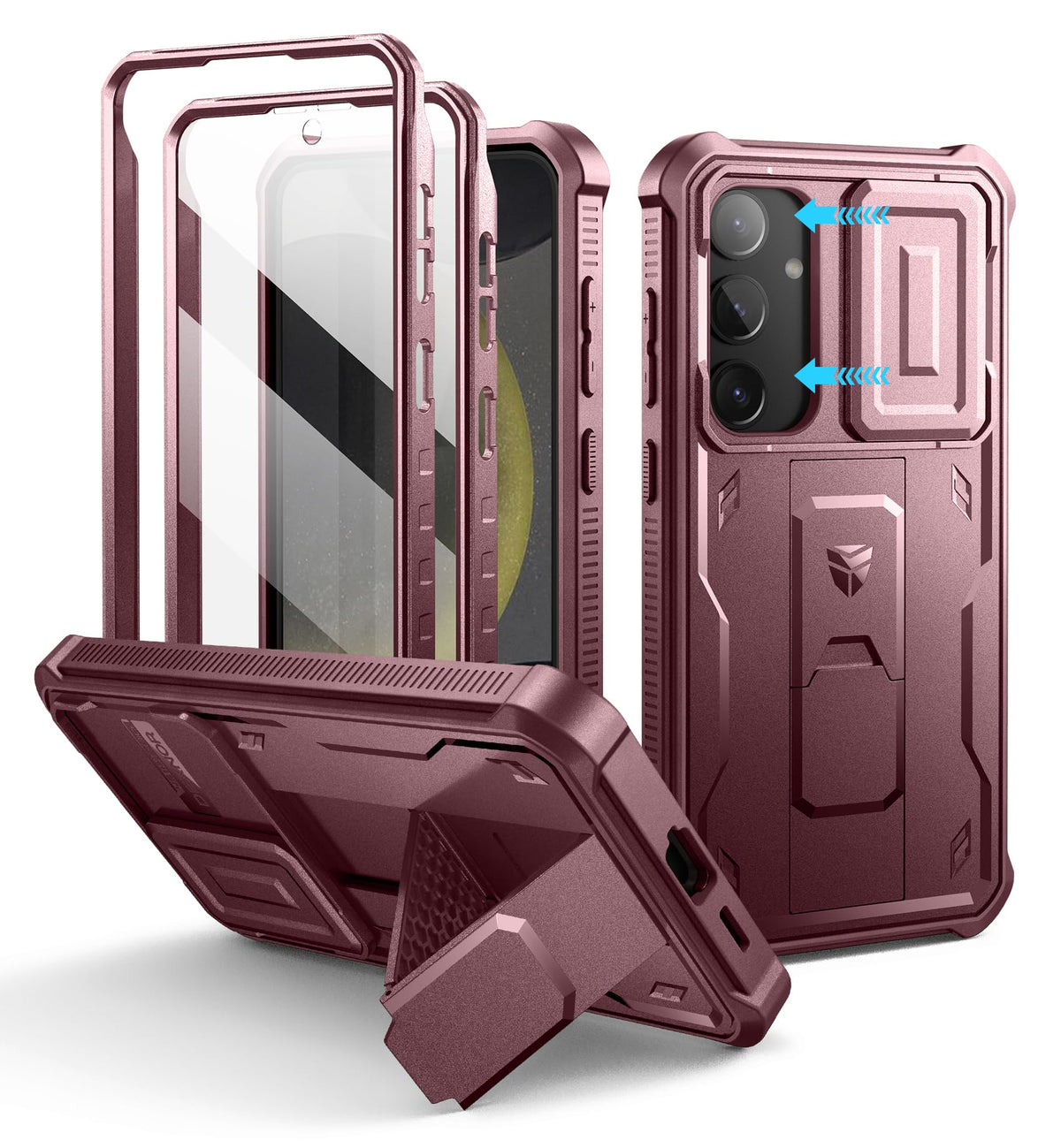 Dexnor for Samsung Galaxy S25 Ultra Case with Built-in Slide Camera Cover &amp; Screen Protector &amp; Kickstand, Heavy-Duty Shockproof Rugged Case Full-Body Bumper Protective Cover - Black