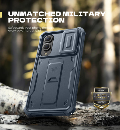 Dexnor for Samsung Galaxy S25 Ultra Case with Built-in Slide Camera Cover &amp; Screen Protector &amp; Kickstand, Heavy-Duty Shockproof Rugged Case Full-Body Bumper Protective Cover - Black