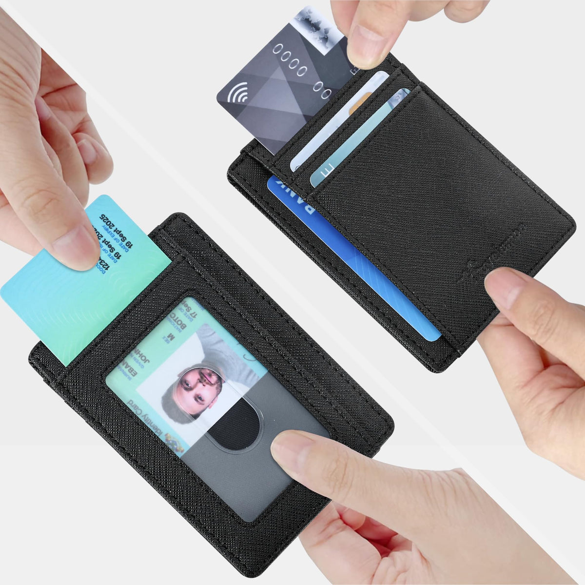 Slim Wallet, Leather, RFID Blocking Medium Size