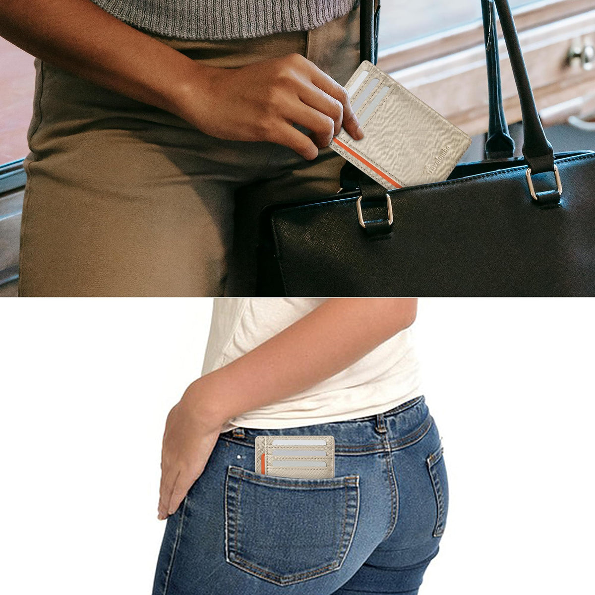 Slim Wallet, Leather, RFID Blocking Medium Size