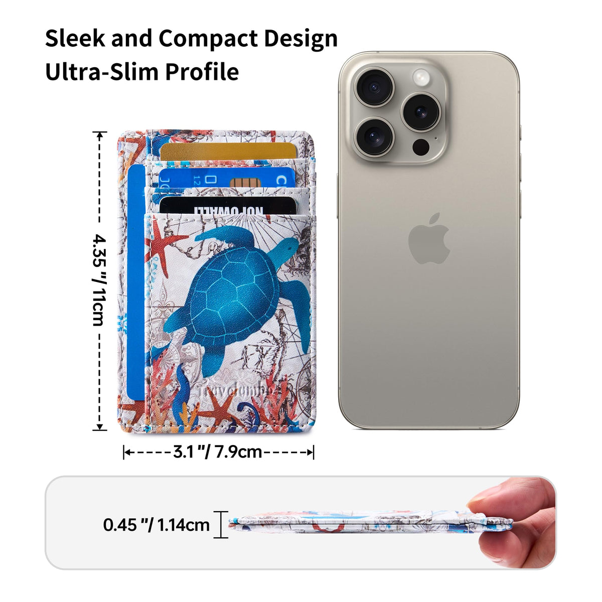 Slim Wallet, Leather, RFID Blocking Medium Size