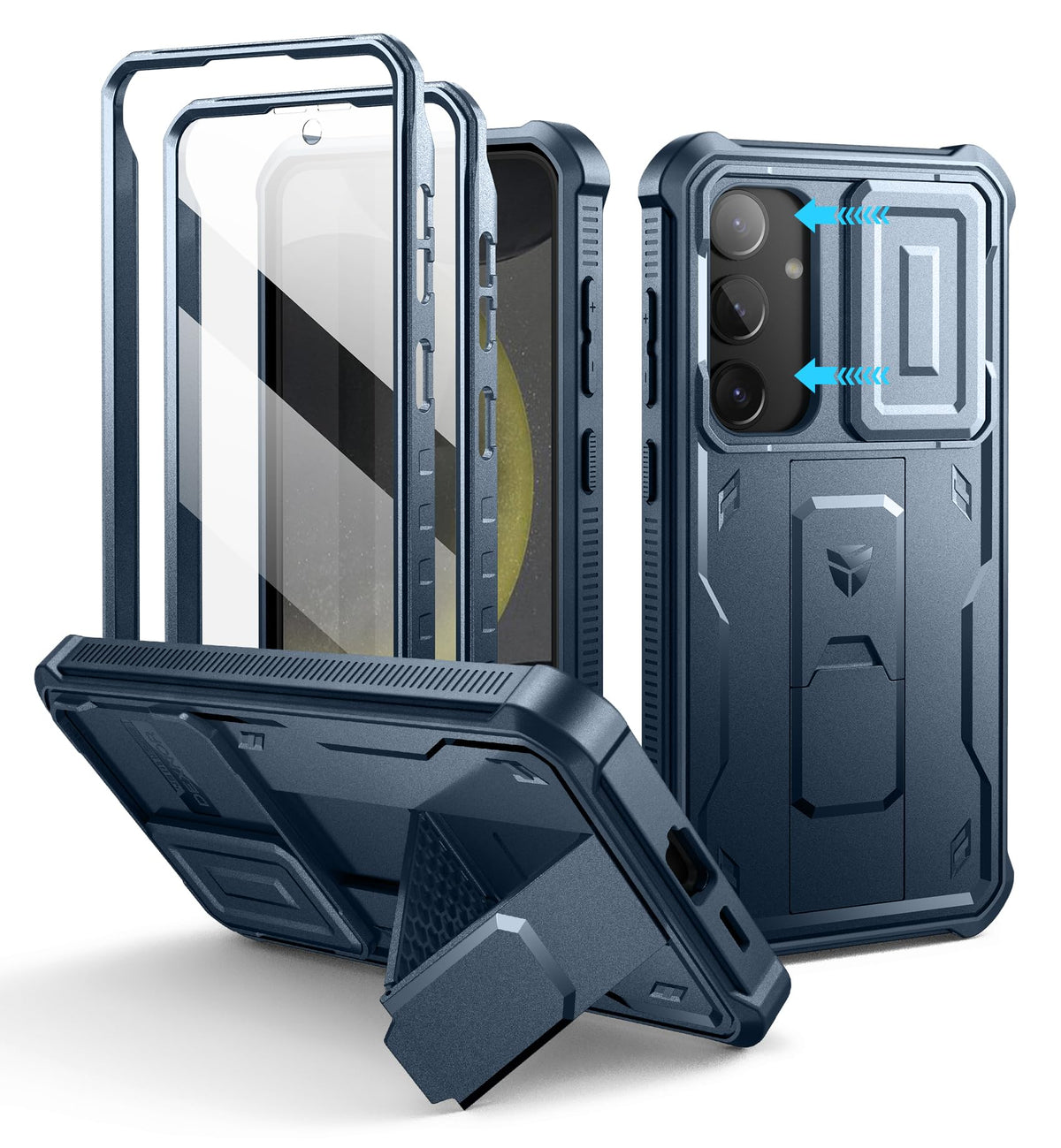 Dexnor for Samsung Galaxy S25 Ultra Case with Built-in Slide Camera Cover &amp; Screen Protector &amp; Kickstand, Heavy-Duty Shockproof Rugged Case Full-Body Bumper Protective Cover - Black