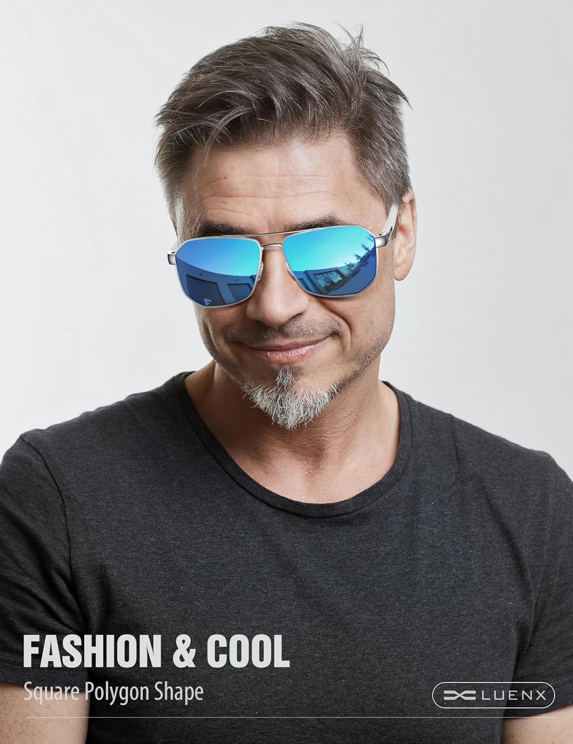 LUENX Aviator Polarized Sunglasses for Men: Square UV400 Driving