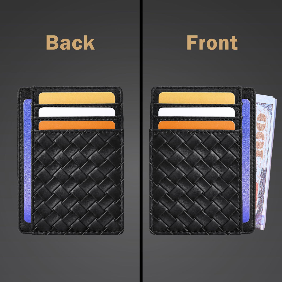 Slim Wallet, Leather, RFID Blocking Medium Size
