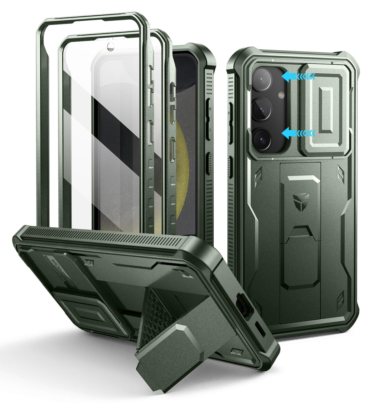 Dexnor for Samsung Galaxy S25 Ultra Case with Built-in Slide Camera Cover &amp; Screen Protector &amp; Kickstand, Heavy-Duty Shockproof Rugged Case Full-Body Bumper Protective Cover - Black
