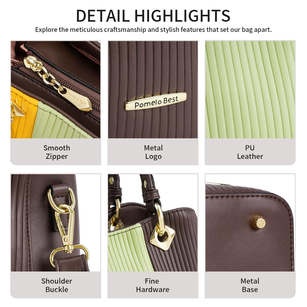 Pomelo Best Handbags for Women with Multiple Internal Pockets in Pretty Color Combination