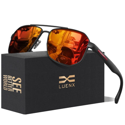 LUENX Aviator Polarized Sunglasses for Men: Square UV400 Driving