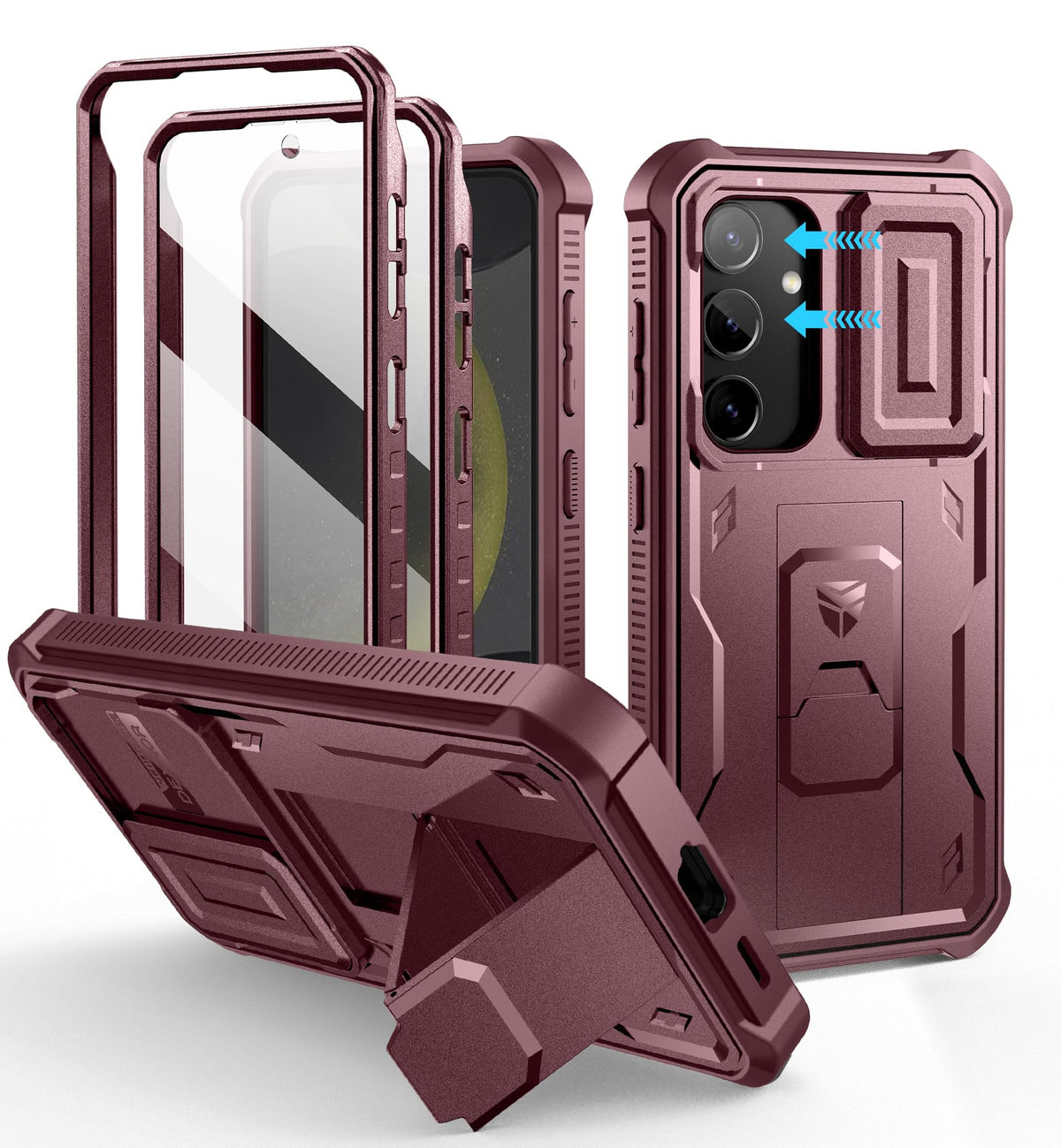 Dexnor for Samsung Galaxy S25 Ultra Case with Built-in Slide Camera Cover &amp; Screen Protector &amp; Kickstand, Heavy-Duty Shockproof Rugged Case Full-Body Bumper Protective Cover - Black
