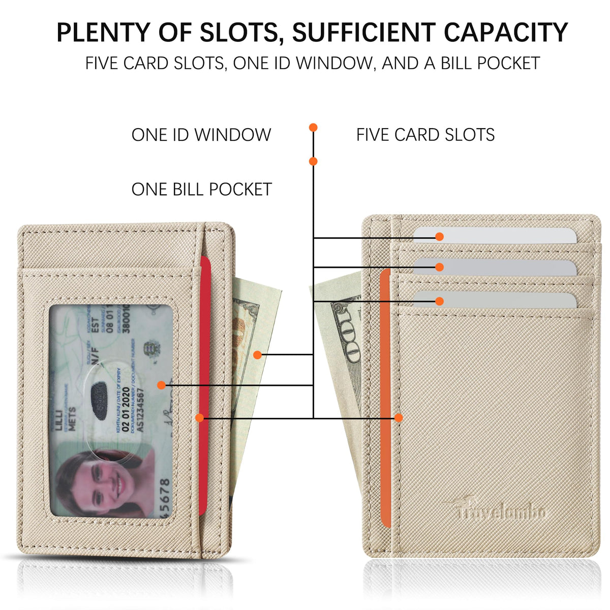 Slim Wallet, Leather, RFID Blocking Medium Size