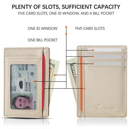 Slim Wallet, Leather, RFID Blocking Medium Size