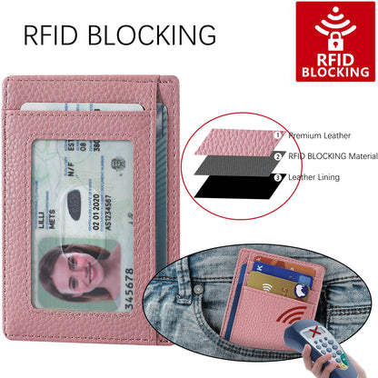 Slim Wallet, Leather, RFID Blocking Medium Size
