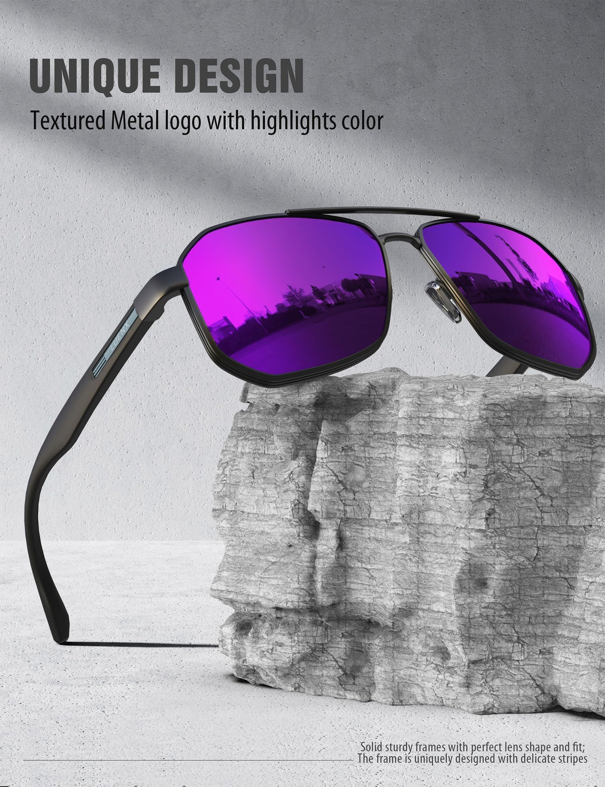 LUENX Aviator Polarized Sunglasses for Men: Square UV400 Driving