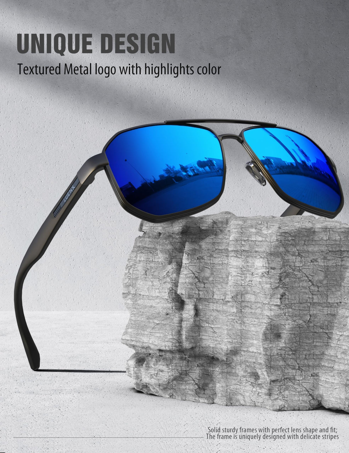 LUENX Aviator Polarized Sunglasses for Men: Square UV400 Driving