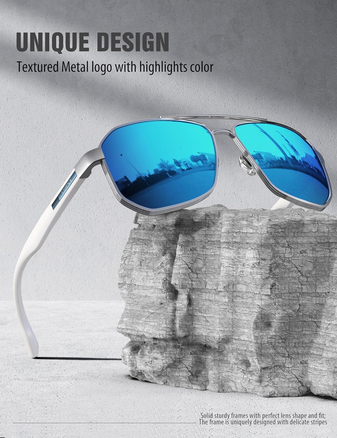LUENX Aviator Polarized Sunglasses for Men: Square UV400 Driving