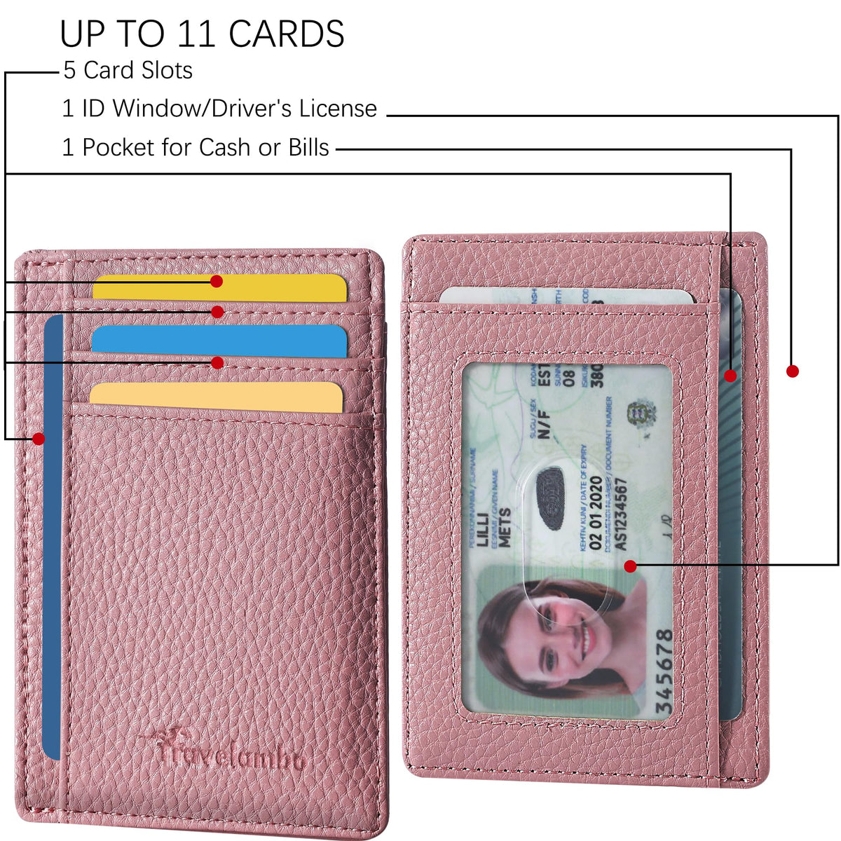 Slim Wallet, Leather, RFID Blocking Medium Size