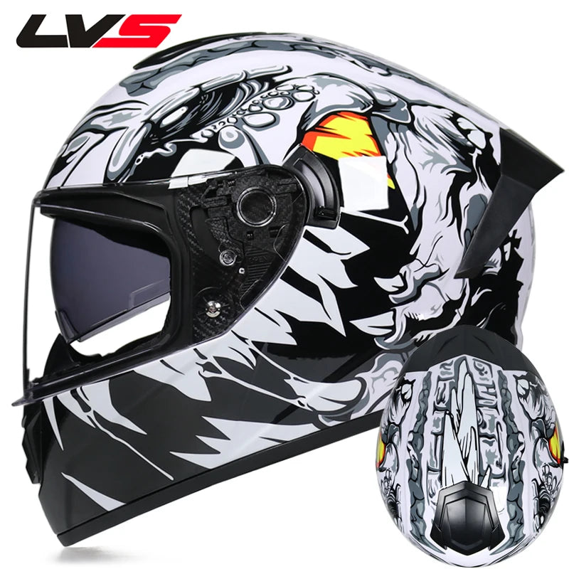 Full Face Racing Helmets Winter Warm Double Visor Motorcycle Helmet Motorbike Sports helmet LVS-701
