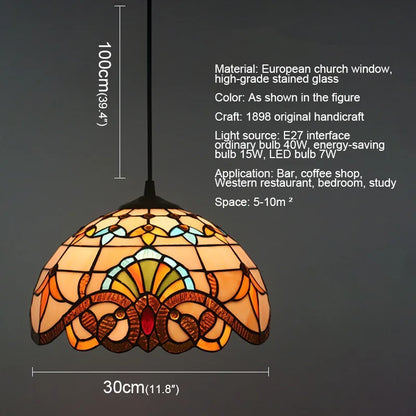 Modern Creative Pendant Lamp LED Baroque European Stained Glass Chandelier Light for Home Dining Bar Decor