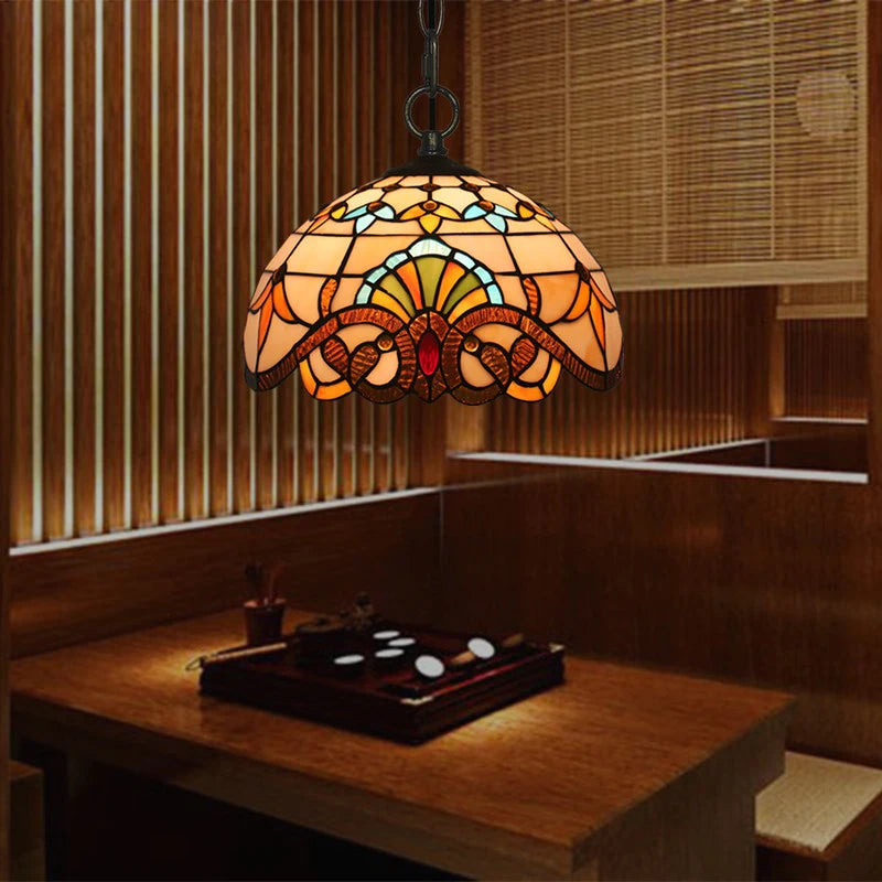 Modern Creative Pendant Lamp LED Baroque European Stained Glass Chandelier Light for Home Dining Bar Decor