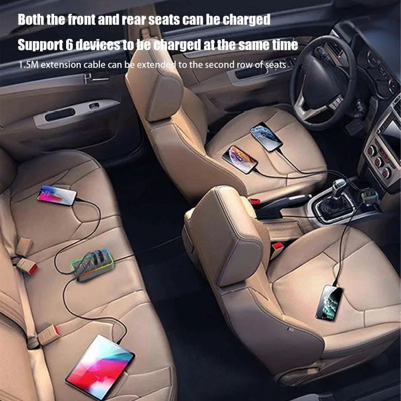Car Charger For Phones Plug And Play USB Phone Charger Multipurpose Heatproof Phone Charger Stylish Auto Adapter With LED Light