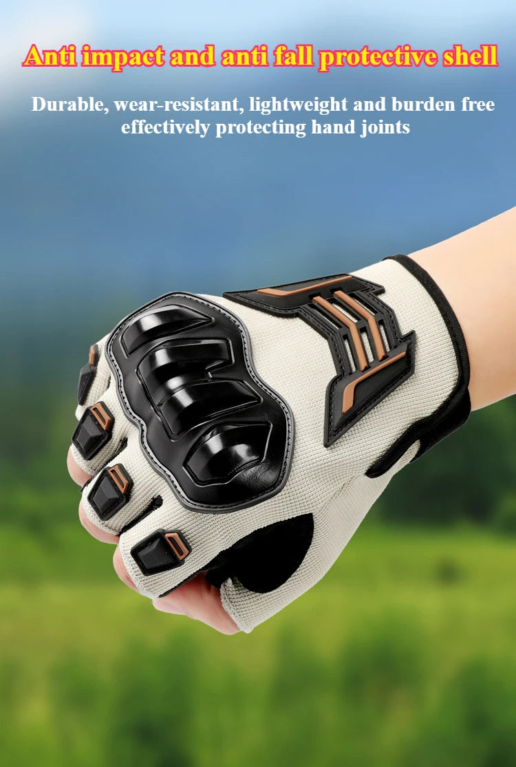 Motorcycle Gloves Half Finger Breathable Wear-resistant Anti Slip Anti Fall  Racing Outdoor Cycling Electric Bike Gloves
