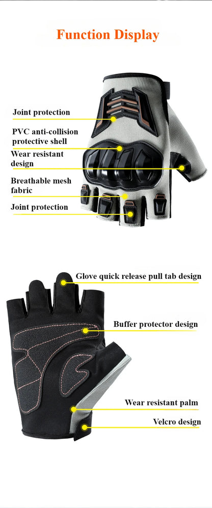 Motorcycle Gloves Half Finger Breathable Wear-resistant Anti Slip Anti Fall  Racing Outdoor Cycling Electric Bike Gloves