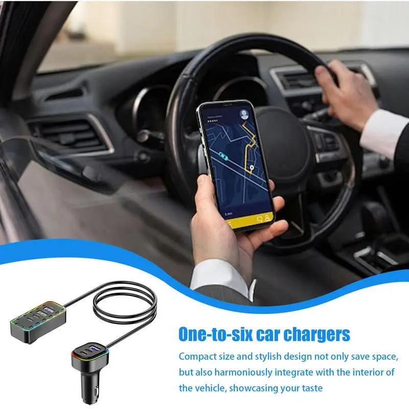 Car Charger For Phones Plug And Play USB Phone Charger Multipurpose Heatproof Phone Charger Stylish Auto Adapter With LED Light
