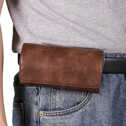 Horizontal Style Mobile Phone Wallet for Men with Card Slot Belt Decoration Magnetic Buckle Closure PU Leather Wallet for App...