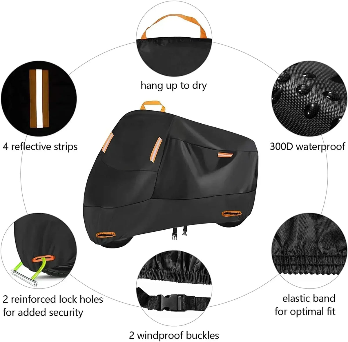 Motorcycle Cover Waterproof All Season Dustproof UV Protective Outdoor Indoor Scooter Wear-resistant Fabric Motorbike Cover