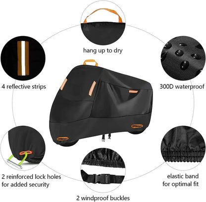 Motorcycle Cover Waterproof All Season Dustproof UV Protective Outdoor Indoor Scooter Wear-resistant Fabric Motorbike Cover