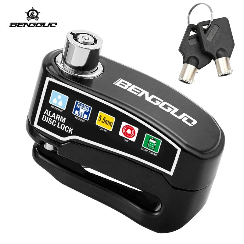 Motorcycle Alarm Lock Bike Disc Lock Warning 110DB Security Alloy Anti Theft Waterproof Brake Rotor Padlock Disc Brake Lock