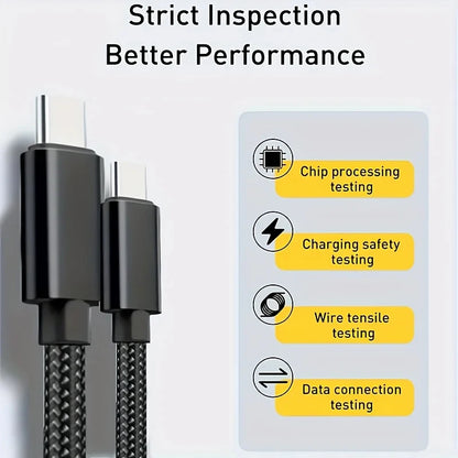 60W Quick Charger Type C To Type C 1M 2M 3M Cables PD Fast Charger Data Cable for iPhone 15 16 17 Pro Max Xiaomi Sunsung Huawei