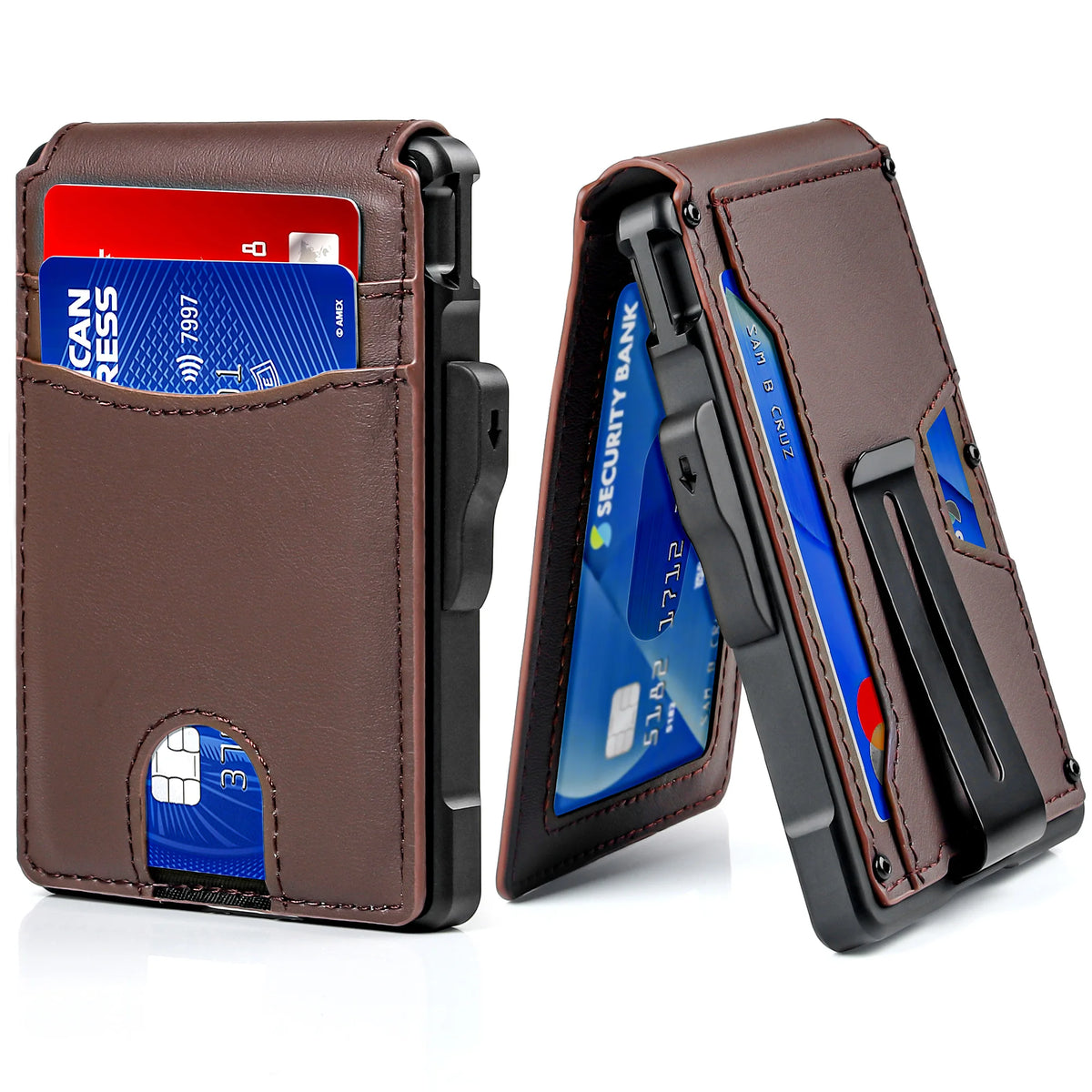 Wallet for Men, Mens Minimalist Wallet 9-13 Cards, Slim Compact Wallet with Money Clip &amp; ID Window, RFID Blocking Smart Pop Up C
