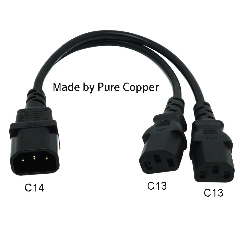 C14 to Dual C13 Cable One Drive Two Extend Power Cord Wire Computer PC Network PDU Server Monitor Power Bifurcation Line