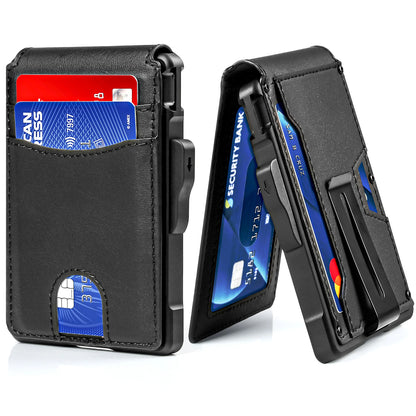 Wallet for Men, Mens Minimalist Wallet 9-13 Cards, Slim Compact Wallet with Money Clip &amp; ID Window, RFID Blocking Smart Pop Up C