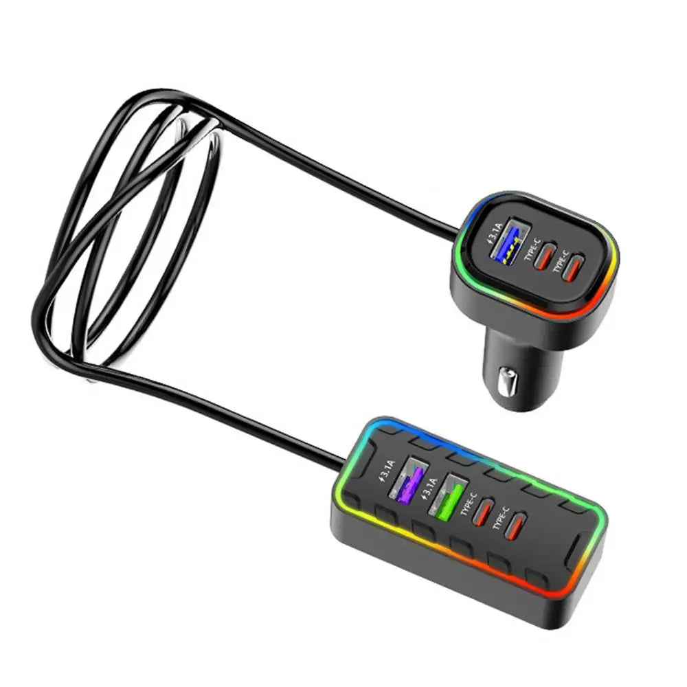 Car Charger For Phones Plug And Play USB Phone Charger Multipurpose Heatproof Phone Charger Stylish Auto Adapter With LED Light