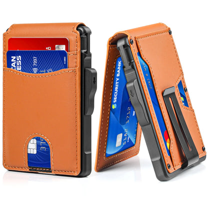 Wallet for Men, Mens Minimalist Wallet 9-13 Cards, Slim Compact Wallet with Money Clip &amp; ID Window, RFID Blocking Smart Pop Up C