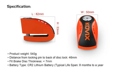 Disc Brake Lock 120dB Loud Alarm Anti-theft Security Lock Bicycle Accessories Portable Disc Lock For Bicycle E-bike Scooter