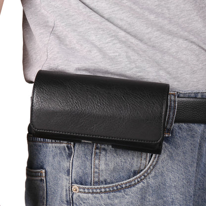 Horizontal Style Mobile Phone Wallet for Men with Card Slot Belt Decoration Magnetic Buckle Closure PU Leather Wallet for App...