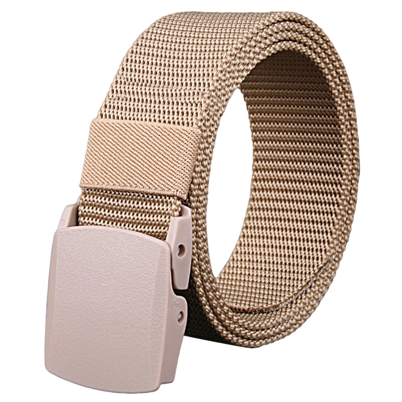 Men Belts Fashion Unisex Jeans Belts Adjustable Belt Men Outdoor Travel Hunting Waist Belt Automatic Plastic Buckle for Pants