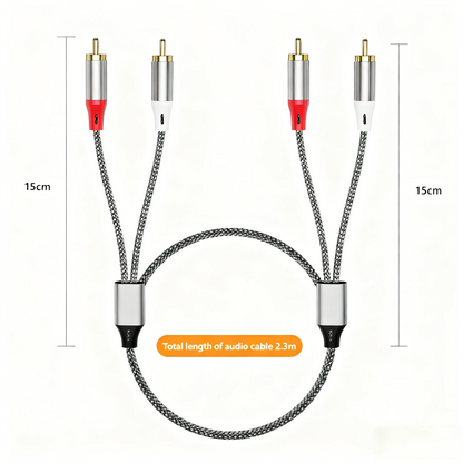 Double RCA Audio Cable, 2 Pairs of RCA Cables for Computer, TV, Amplifier, Subwoofer, and Speaker Connection