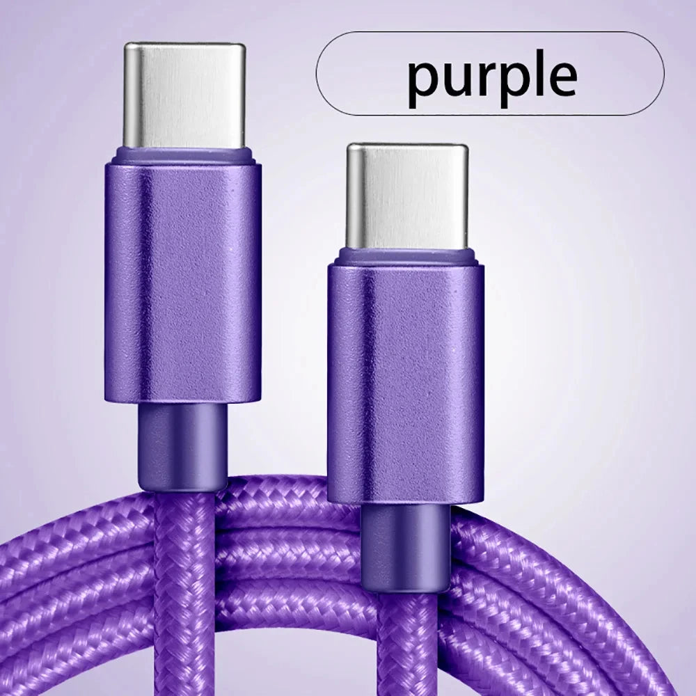 60W Quick Charger Type C To Type C 1M 2M 3M Cables PD Fast Charger Data Cable for iPhone 15 16 17 Pro Max Xiaomi Sunsung Huawei