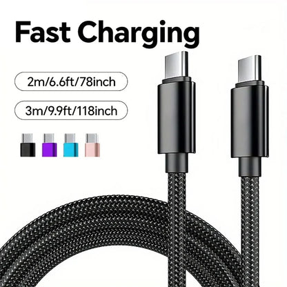 60W Quick Charger Type C To Type C 1M 2M 3M Cables PD Fast Charger Data Cable for iPhone 15 16 17 Pro Max Xiaomi Sunsung Huawei